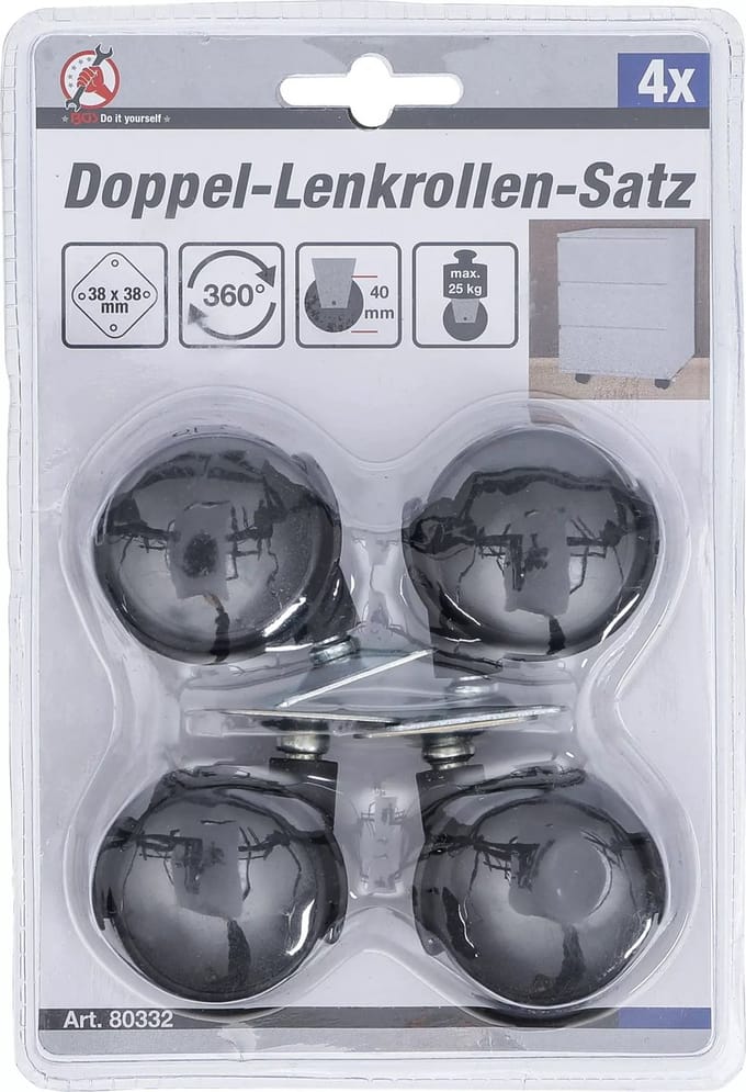 BGS Dubbele zwenkwielenset - Ø 40 mm - 4 delig