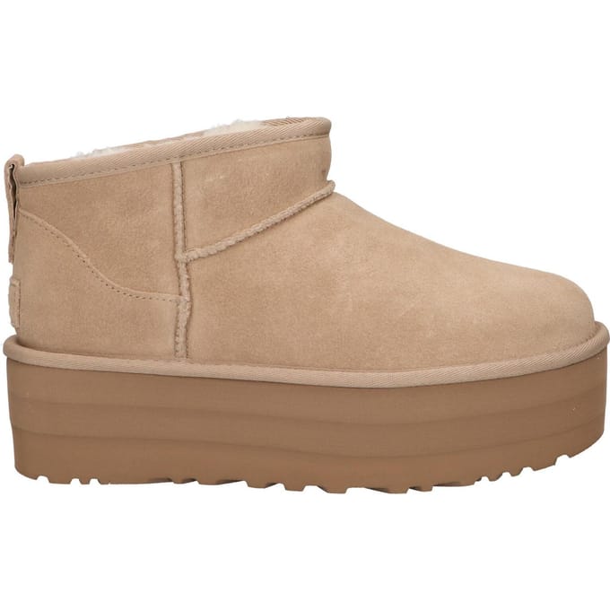 UGG® Classic Ultra Mini Platform for Women in Tan, Size 8, Suede/Polyester/Wool