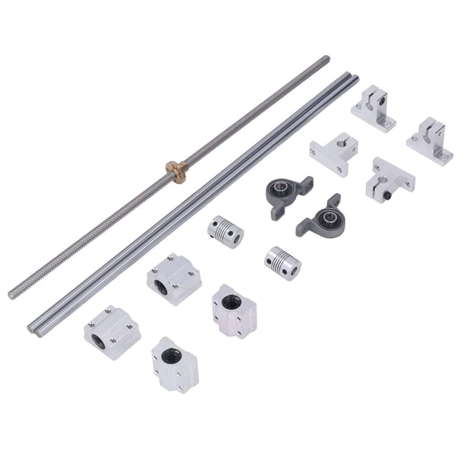 Kit de vis T8, axes optiques horizontaux de 350 mm, support d'arbre à double rail de 8 mm, roulement white