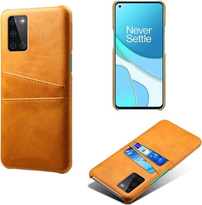 Back Cover met Opbergvakjes + PMMA Screenprotector voor OnePlus 8T _ Bruin