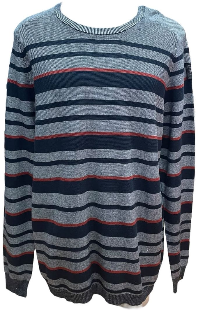 Vanguard Trui - Donkerblauw / Grijs / Rood - Maat XXL