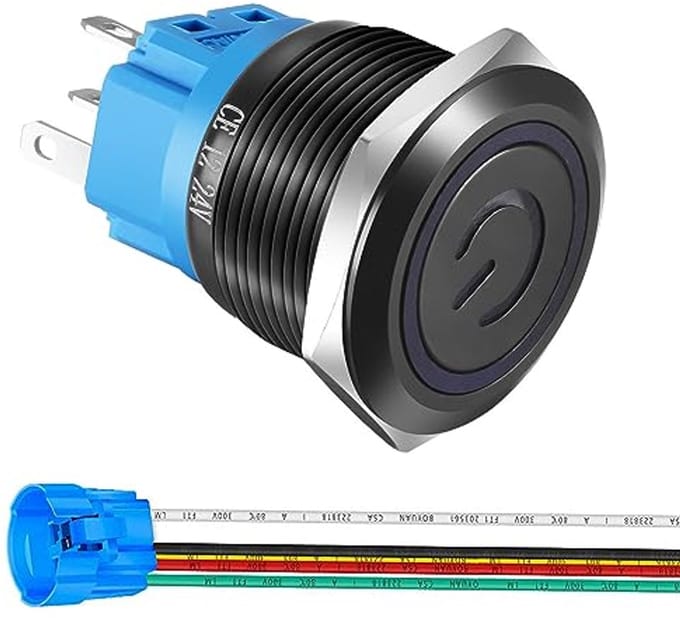 Vergrendelbare Drukknopschakelaar 22mm LED Waterdicht Tuimelschakelaar