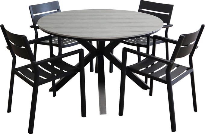 Tuinset Delia/Cyprus | 4 personen | Rond 120 cm | Wicker | Aluminium & polywood