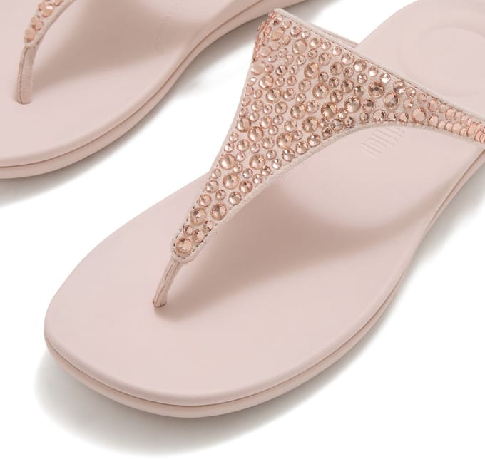 FitFlop Solay Mixed-Crystal Toe-Post Sandals Dames Sandalen - Nude Rose