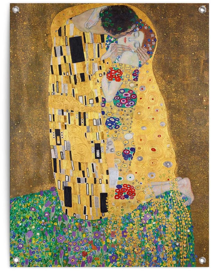 Tuinposter Klimt De Kus - 80 x 60 - Canvas - REINDERS