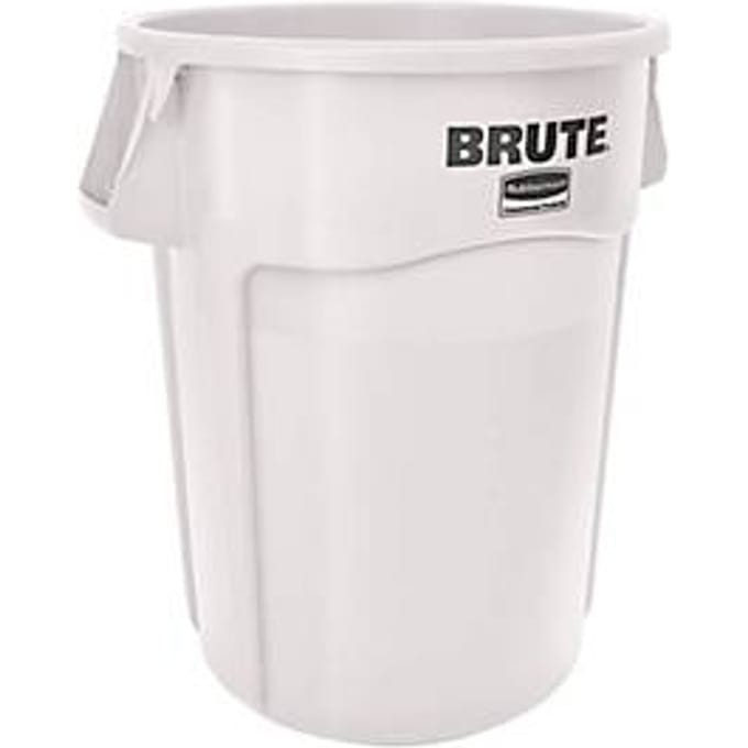 Rubbermaid afvalbak Brute, rond, met ventilatiekanalen, L 612 x B 717 x H 796 mm, 166,5 l, met UV-bescherming, polyetheen, wit