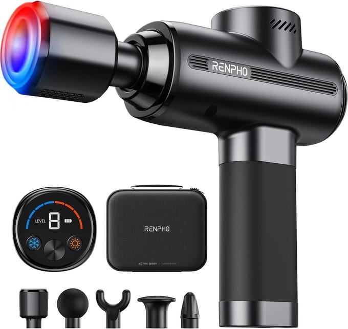 RENPHO Active Thermacool Massage Gun - Warmte- & Koudetherapie - Krachtige Percussie Massage - 5 Massagekoppen - Stil & Oplaadbaar - Spierherstel & Ontspanning