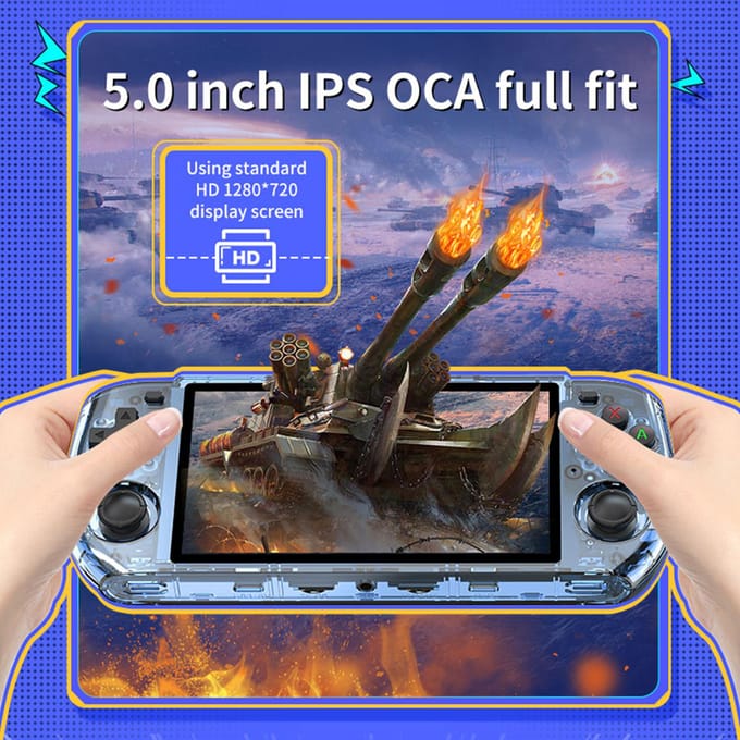 PowKiddy RGB10 max3 Handheld Game Console 5,0-inch IPS HD-scherm Ondersteuning TV-aansluiting Meerdere 256G geel