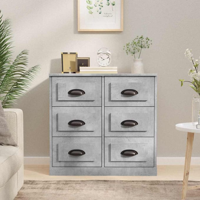 vidaXL - Dressoir - 70x35,5x67,5 - cm - bewerkt - hout - betongrijs