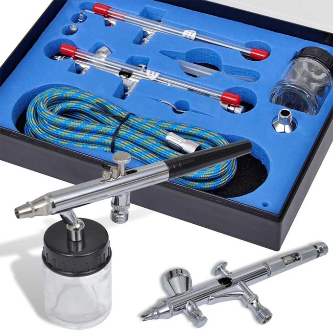 Airbrush/Spuitpistool Met Twee Spuitpistolen