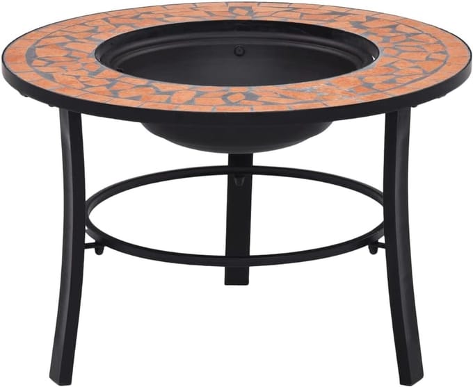 Vuurschaal met Plank - Terras Haard - Buiten Verwarmen - Stabiel Driepoot Frame - 68 cm - Bruin
