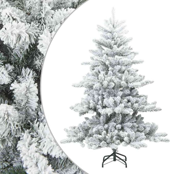 vidaXL - Kunstkerstboom - met - Scharnier - en - Sneeuw - Vilt - Wit - 150 - cm