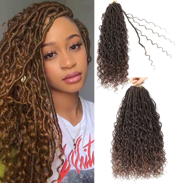 Boho Locs Vlechtwerk 7 Stuks 45cm Goddess Faux Locs Pre-Looped Synthetisch Haar