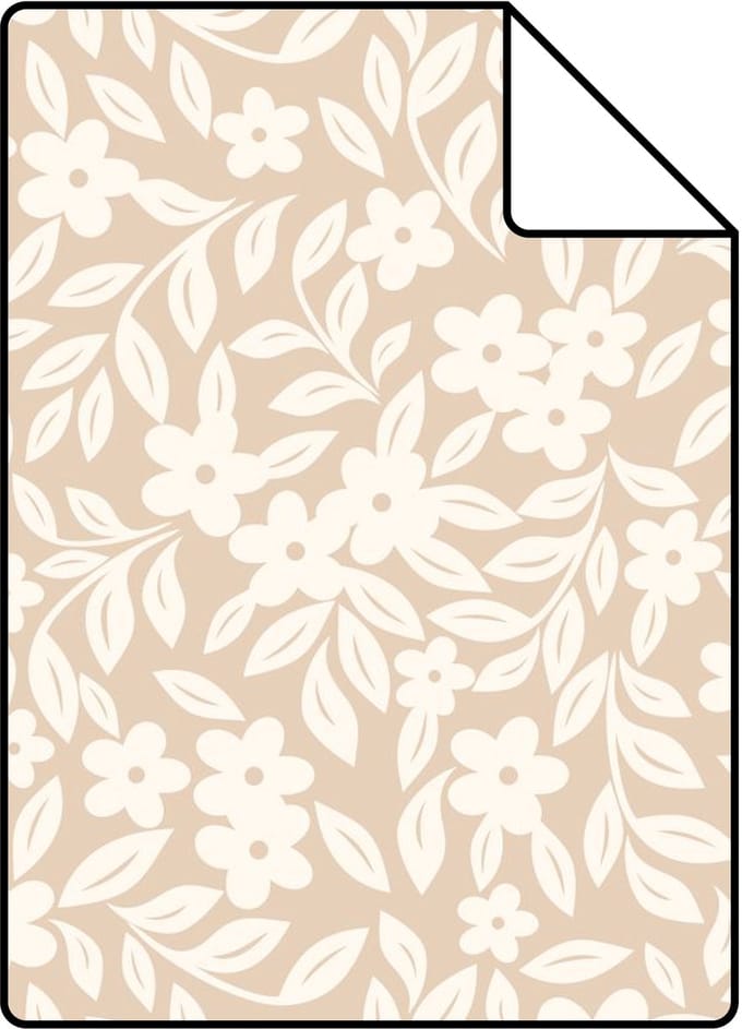 Proefstaal ESTAhome behang bloemetjes beige - 26.5 x 21 cm - 131438-S