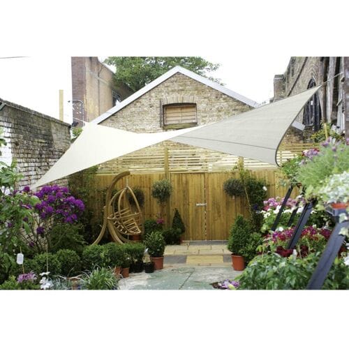 Perel Schaduwdoek, waterafstotend, 5 x 5 m, 160 g/m², polyester, vierkant, crème