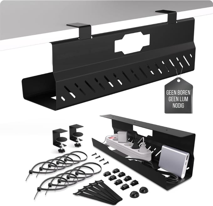AHD® Kabelgoot - Kabelgoot Bureau - Cable Management - Zwart - 43cm x 11cm x 1cm