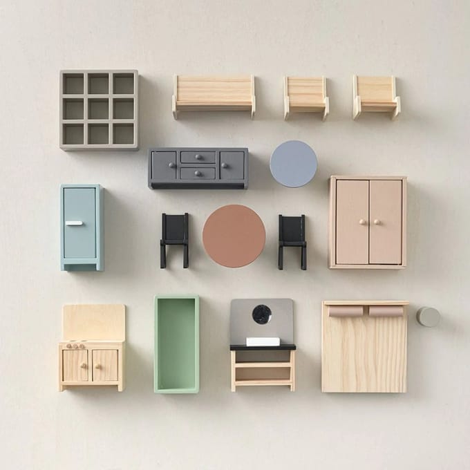 Petite Amélie Poppenhuis meubels - Vanaf 3 jaar - Set van 16 - Hout