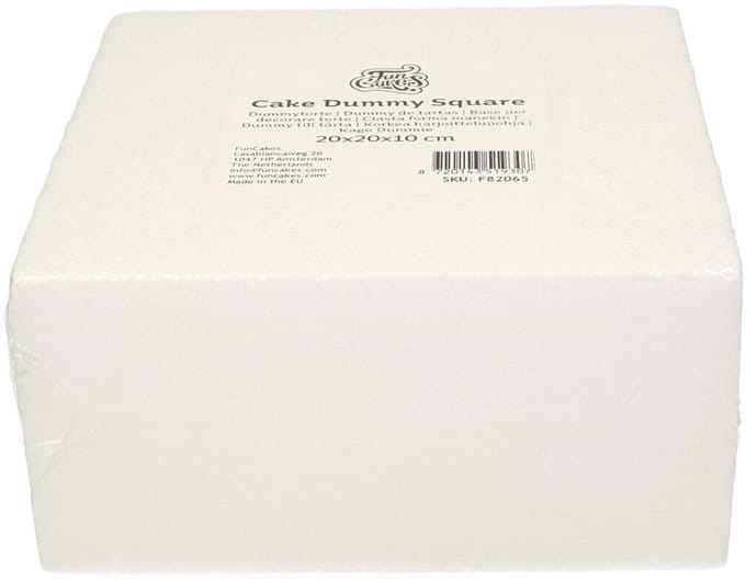FunCakes Taart Dummy - Piepschuim Blok - Vierkant - 20x20x10 cm