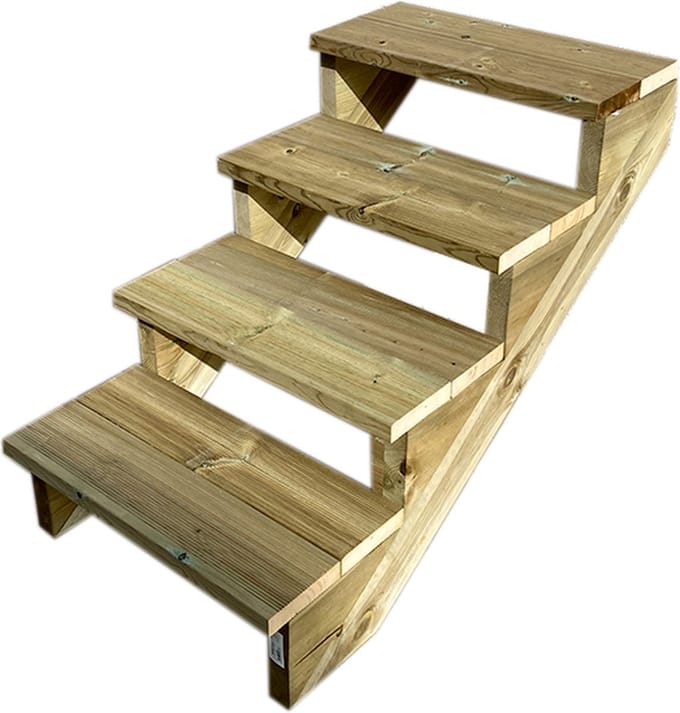 BERLIN Houten Buitentrap - 4 Open Treden 71 cm Hoog - 80 cm Breed