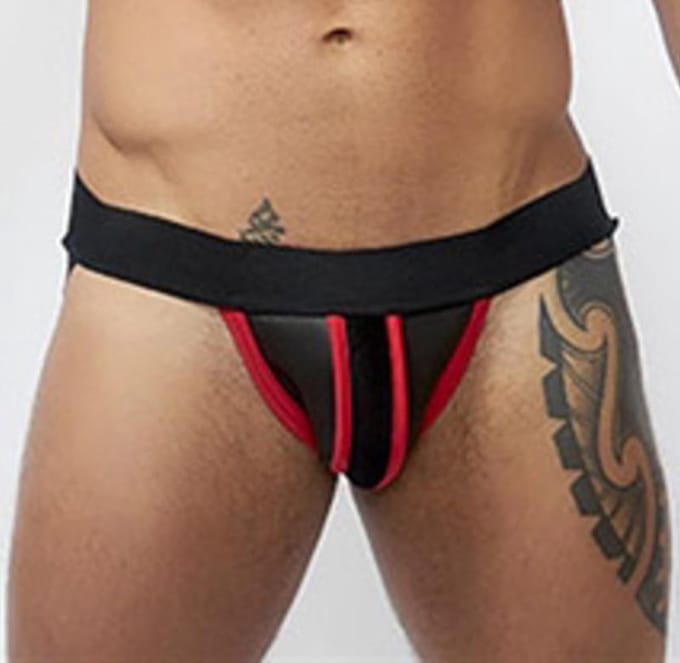 Mister b neoprene jockstrap black red small