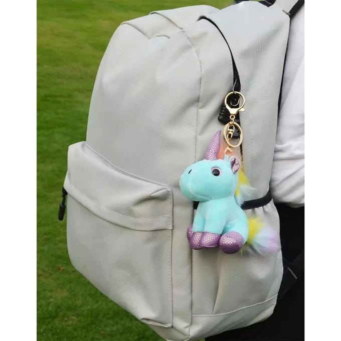 Porte-clés Peluche Licorne Kawaii Poupée Peluche Cheval Pendentif Sac 12CM white