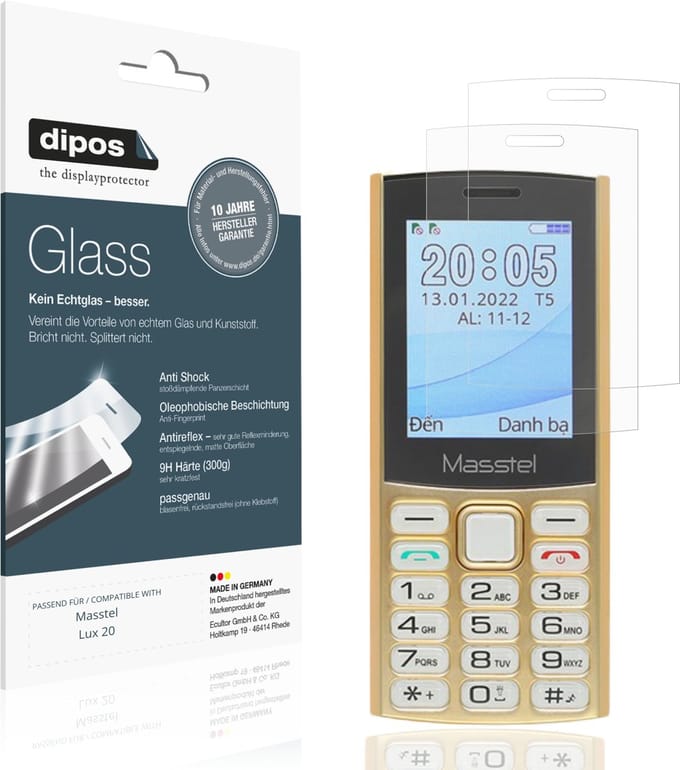 dipos – 2x Matte Pantserfolie geschikt voor Masstel Lux 20 | 9H Screenprotector