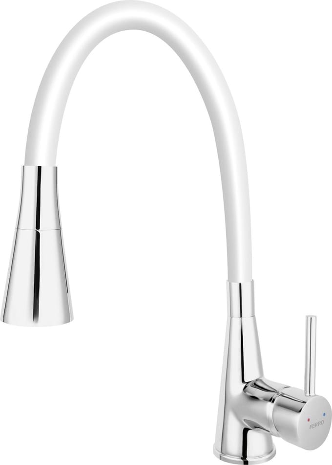 Zumba 2 Keukenkraan  - Flexibele Uitloop - Sproeikop - 44 cm - Wit met Chroom