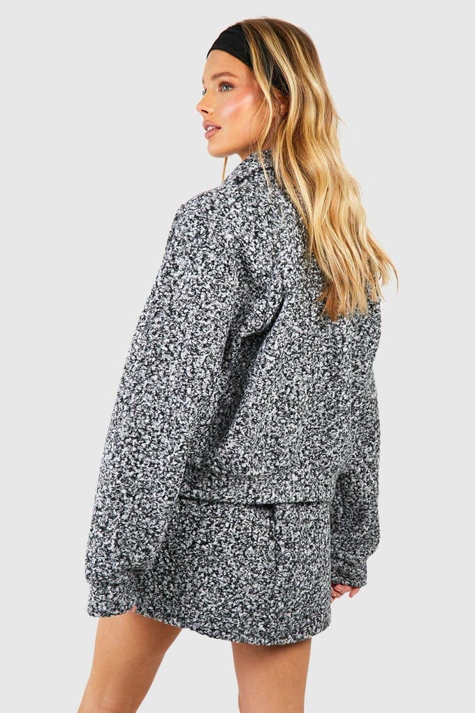 boohoo Dames Boucle Pelmet Mini Rok | Houtskool | Maat: 34