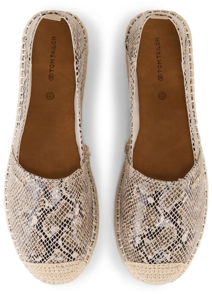 Tom Tailor - Platte espadrilles met dierenprint - Maat 40 - beige multi