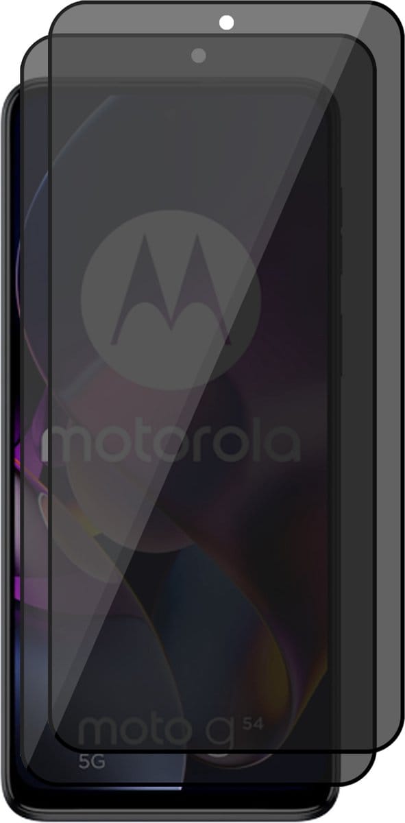 Privacy Screenprotector geschikt voor Motorola Moto G54 - 2x Volledig Dekkend Glas Screen Protector