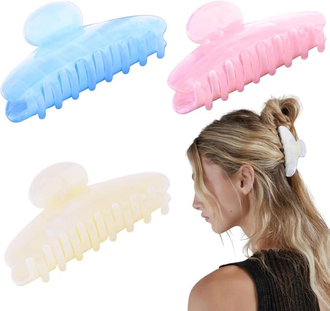 3x Medium Acryl Klauwclips voor Dames - Antislip Pastel Haaraccessoires