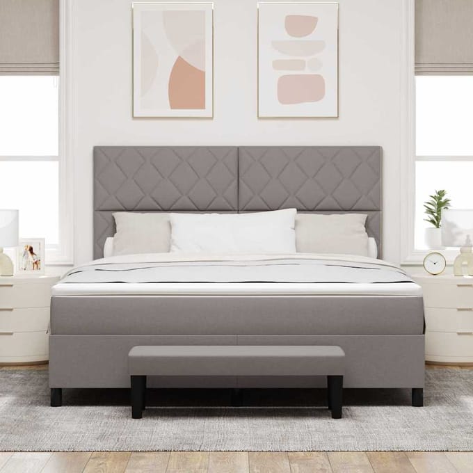 vidaXL - Boxspring - bed - met - hoofdeinde - Taupe - 180 - x - 200 - cm - Stof