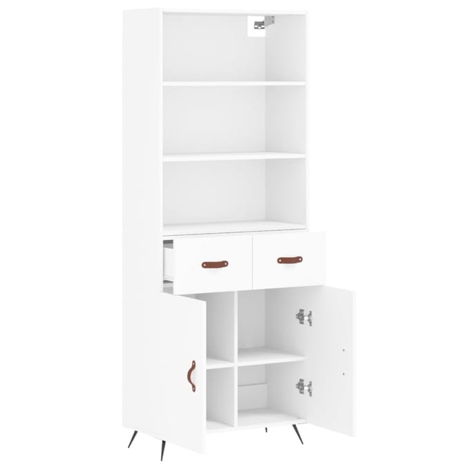 vidaXL - Hoge - kast - 69,5x34x180 - cm - bewerkt - hout - wit
