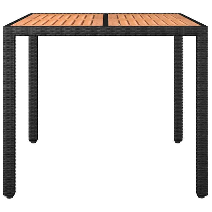 vidaXL - Tuintafel - met - houten - blad - poly - ratten - en - acaciahout - zwart