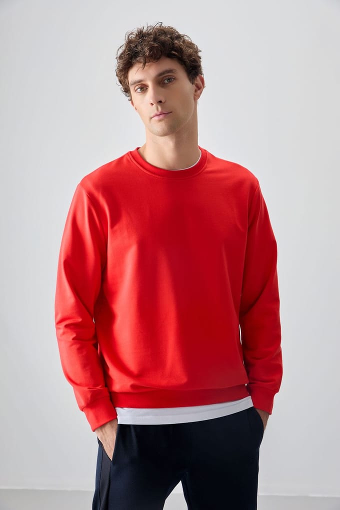 Heren Effen Rundhals Sweatshirt