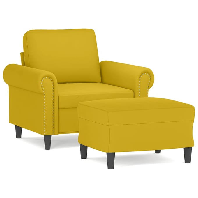 vidaXL - Fauteuil - met - voetenbank - 60 - cm - fluweel - geel