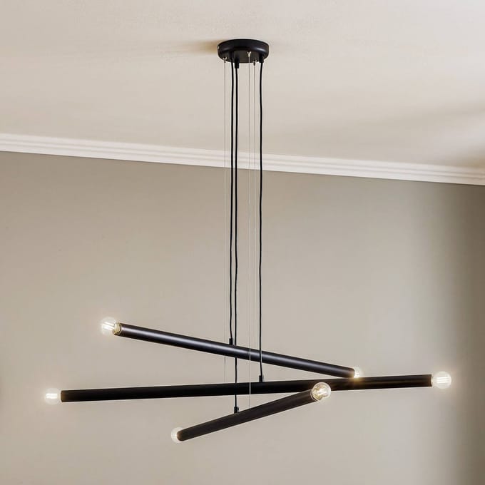 ALDEX Hanglamp Tubo, zwart, 6-lamps