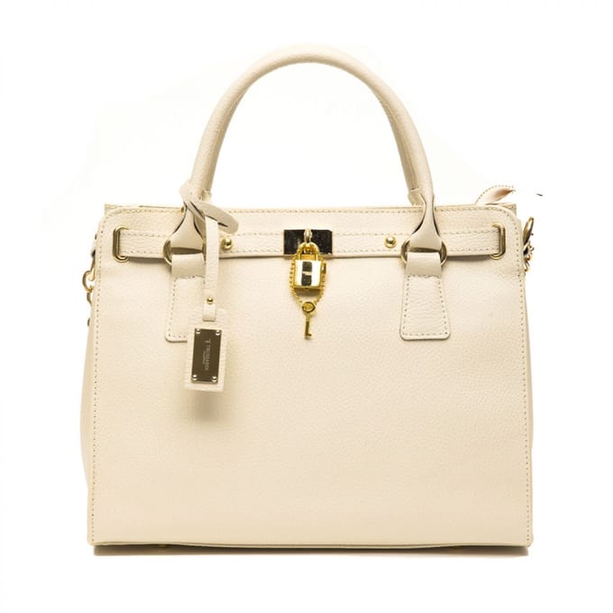TRUSSARDI D66TRC1010-BEIGE Dames Handtas Leer Creme 125mmx270mm