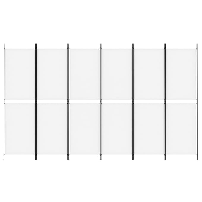 vidaXL - Kamerscherm - met - 6 - panelen - 300x180 - cm - stof - wit