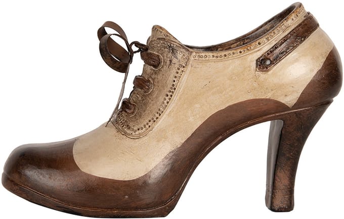 Clayre & Eef Decoratie Beeld Schoen 19x7x12 cm Beige Kunststof