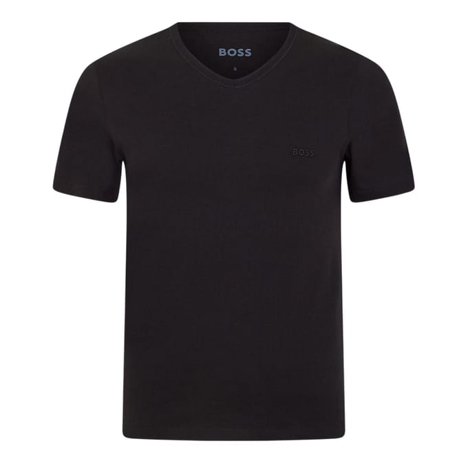 Boss Mannen Logo V-hals T-shirt (Verpakking van 3) (Zwart)