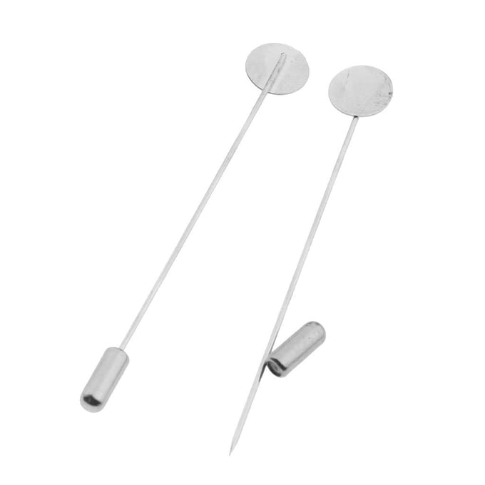 10Pcs Silver Lapel Stick Pin Base Brooch Glue on Collar Suit 10mm zilver