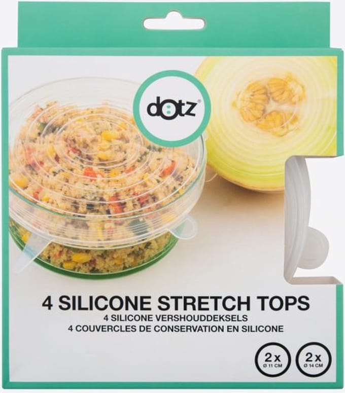 Dotz set van 4 silicone vershouddeksels transparant 2x ø 11cm; 2x ø 14cm