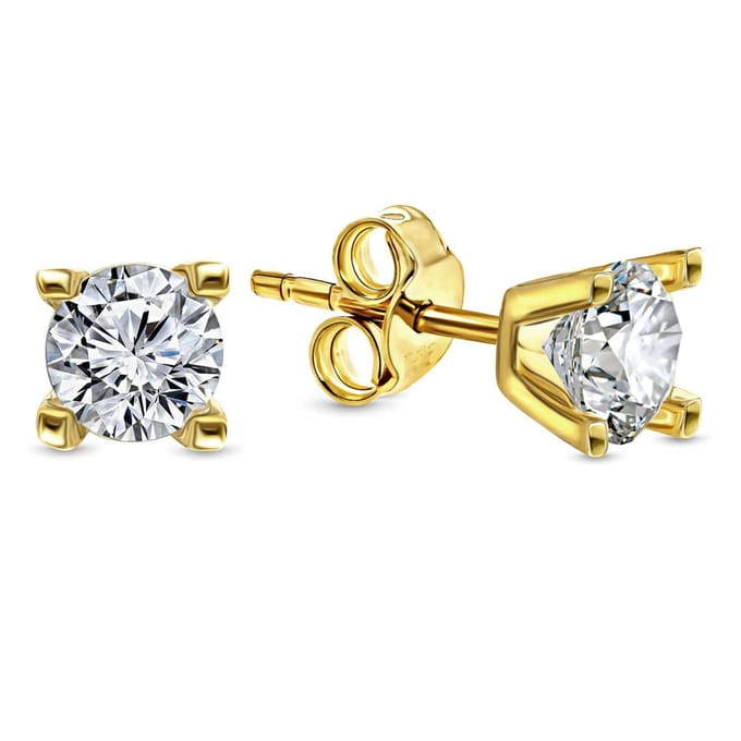 Juwelier Emo - Oorstekers Goud met Zirkonia – 14 Karaat - 4x Grief – Diameter 5 MM