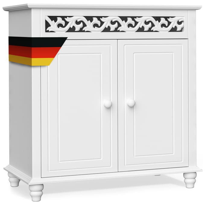 Dressoir Jersey – 2 Deuren 2 planken kast 76x65x35cm - Landhuisstijl Wit