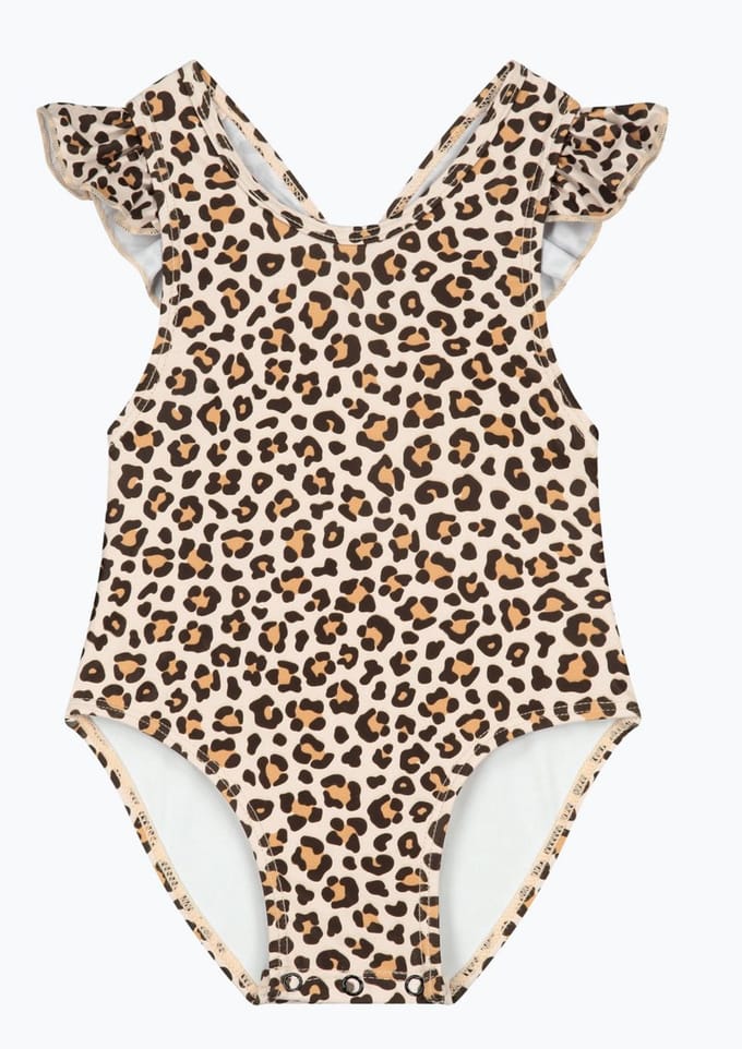 Supercute badpak luipaardprint bruin met maat 122