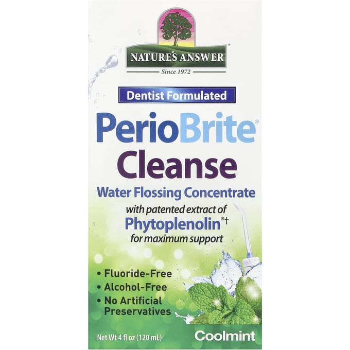 Nature'S Answer, Periobrite® Cleanse, Purified Water Floss Concentrate, Cool Mint, 120 Ml (4 Fl Oz) gray
