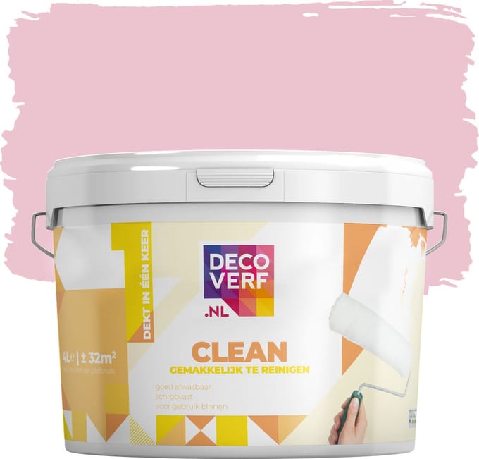 Decoverf clean muurverf marshmallow roze, 4L