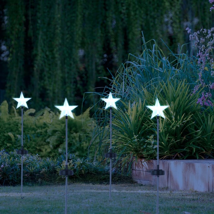 Solar priklamp Star - Tuinverlichting op zonne-energie - Koud wit licht - RVS