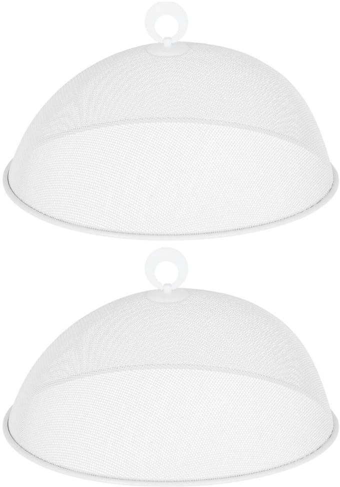Cepewa Vliegenkap / voedselkap - 2x - wit - D30 x H12 cm - metaal - voedsel afdekken